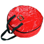 Christmas Wreath Storage Bag PE Woven Fabric Dustproof Round Red Storage Bag for Home Party Office