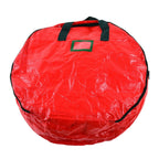 Christmas Wreath Storage Bag PE Woven Fabric Dustproof Round Red Storage Bag for Home Party Office