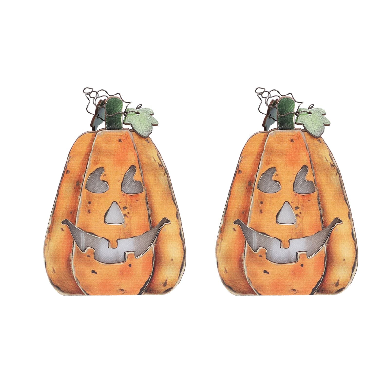 Halloween LED Pumpkin Lantern Wooden Decor Lights for Halloween Thanksgiving Decoration