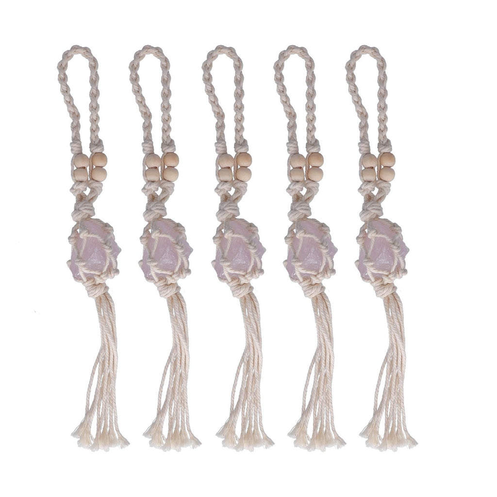 5pcs Necklace Cord Empty Stone Holder Rope Replacement Adjustable Quartz Crystal Pendant Cord for DIY Jewelry MakingLight Pink