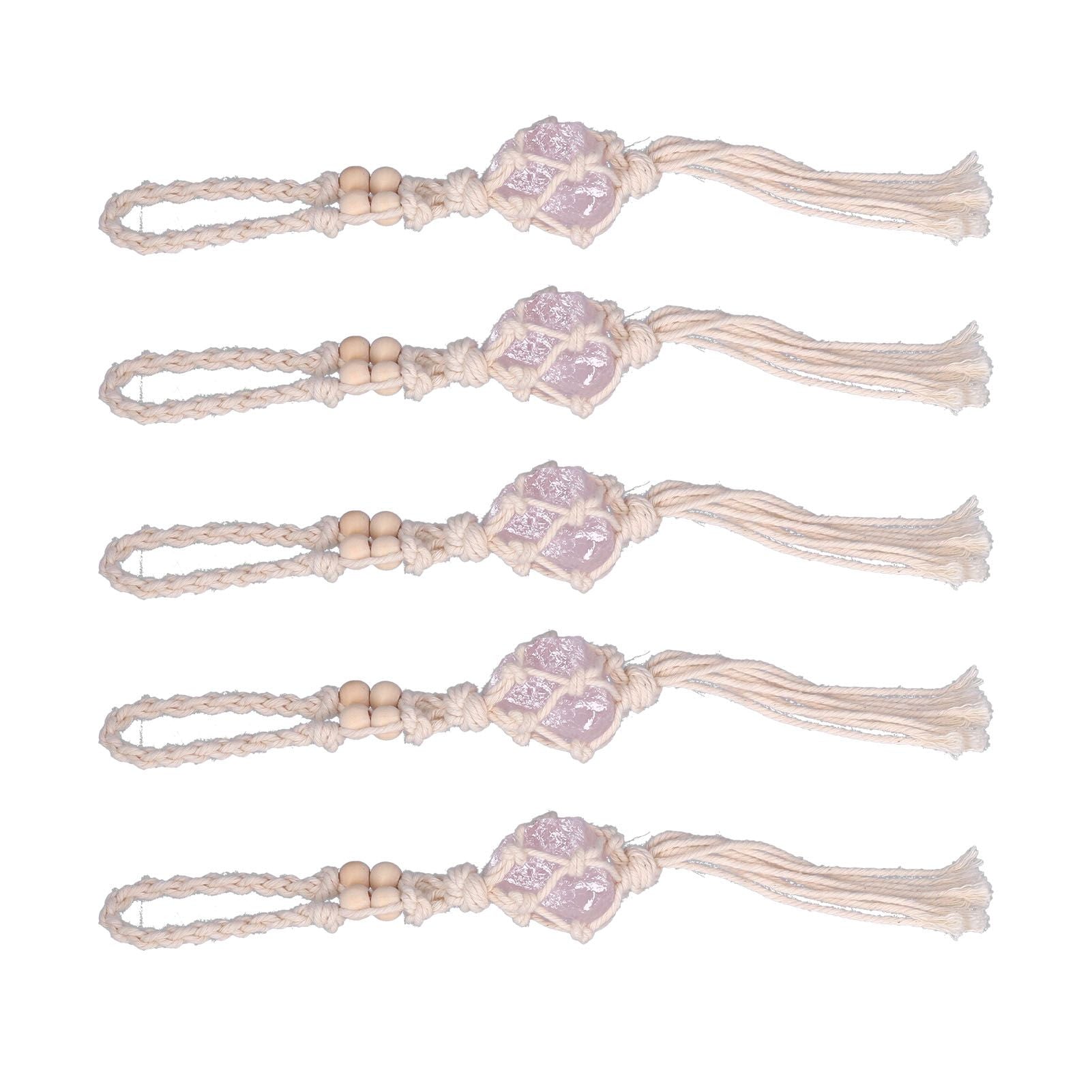 5pcs Necklace Cord Empty Stone Holder Rope Replacement Adjustable Quartz Crystal Pendant Cord for DIY Jewelry MakingLight Pink