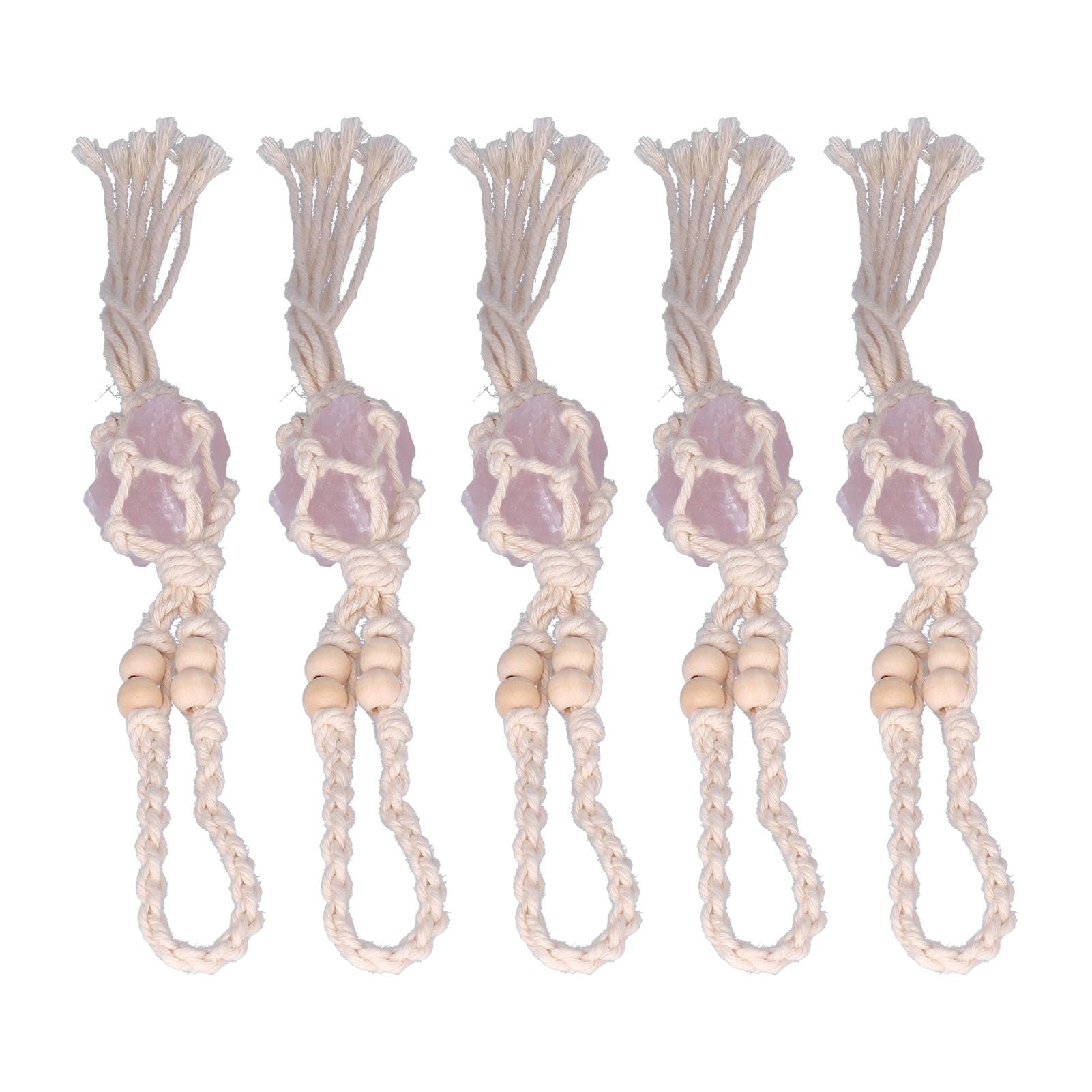 5pcs Necklace Cord Empty Stone Holder Rope Replacement Adjustable Quartz Crystal Pendant Cord for DIY Jewelry MakingLight Pink