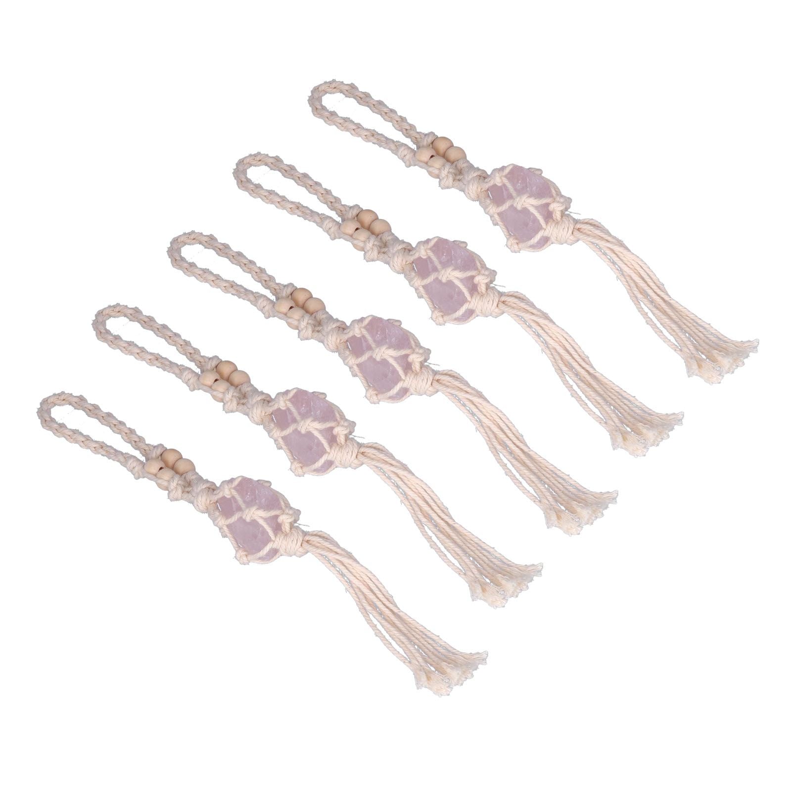 5pcs Necklace Cord Empty Stone Holder Rope Replacement Adjustable Quartz Crystal Pendant Cord for DIY Jewelry MakingLight Pink