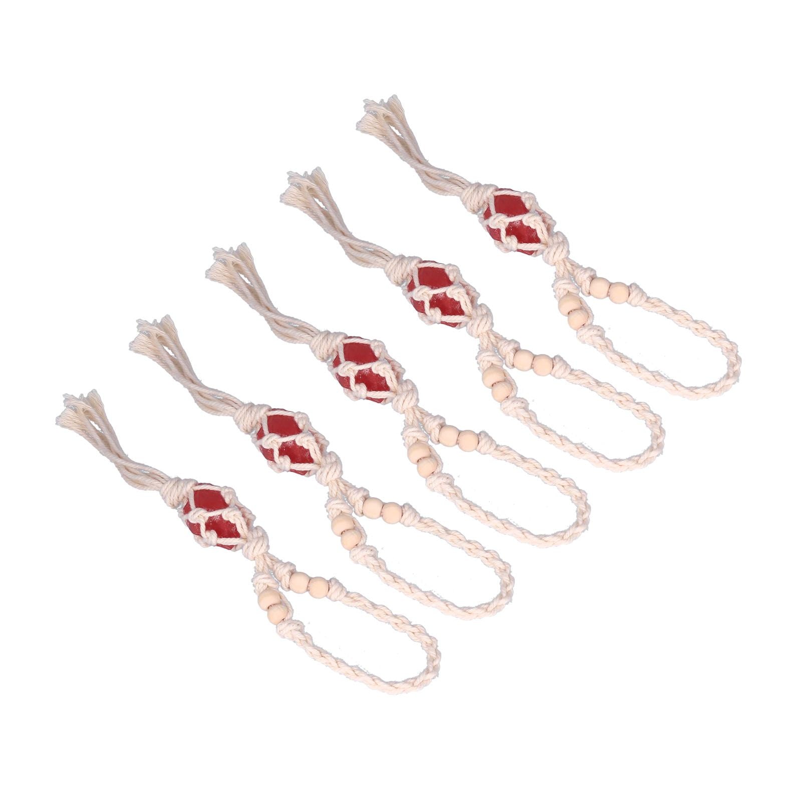 5pcs Necklace Cord Empty Stone Holder Rope Replacement Adjustable Quartz Crystal Pendant Cord for DIY Jewelry MakingRed