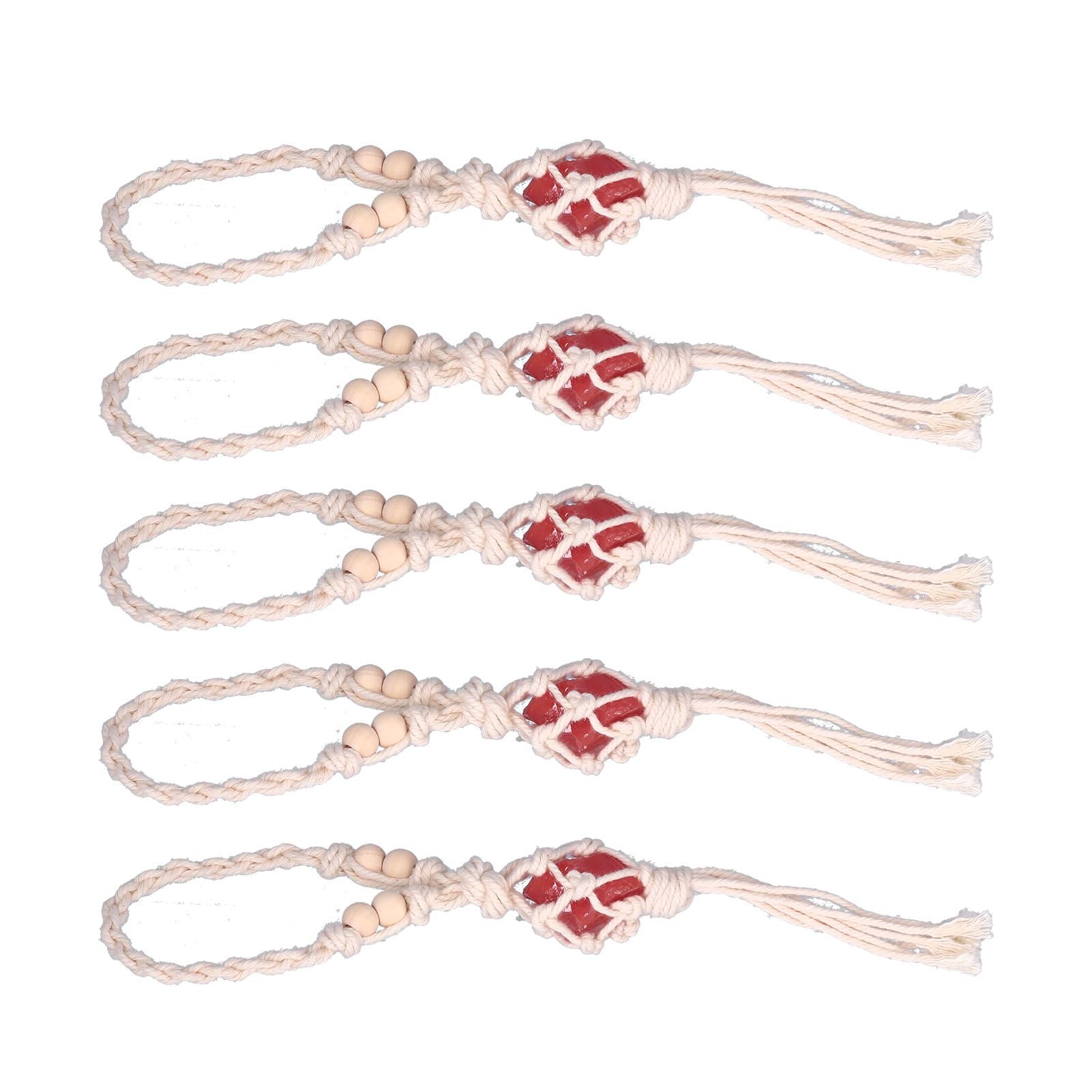 5pcs Necklace Cord Empty Stone Holder Rope Replacement Adjustable Quartz Crystal Pendant Cord for DIY Jewelry MakingRed