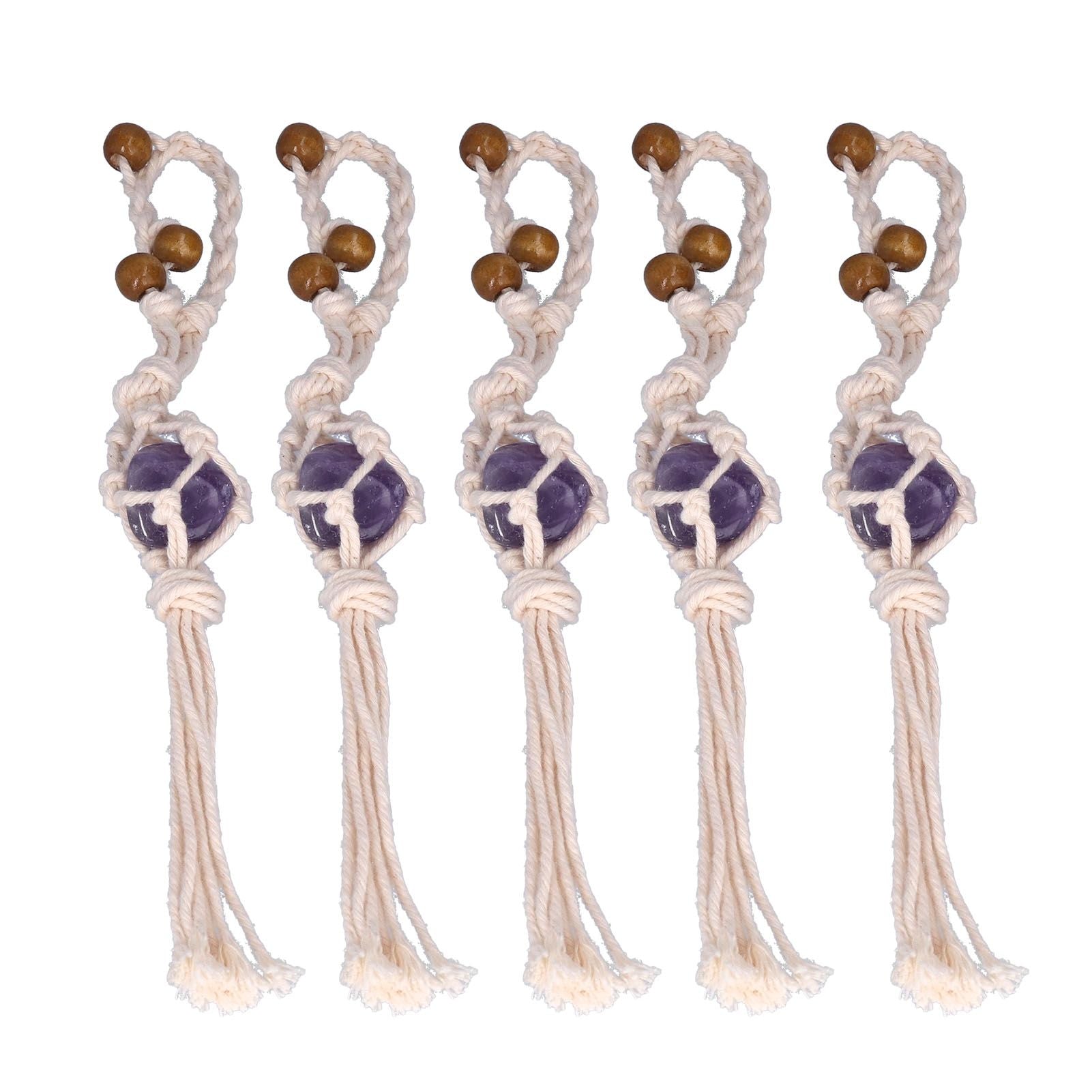 5pcs Necklace Cord Empty Stone Holder Rope Replacement Adjustable Quartz Crystal Pendant Cord for DIY Jewelry MakingPurple