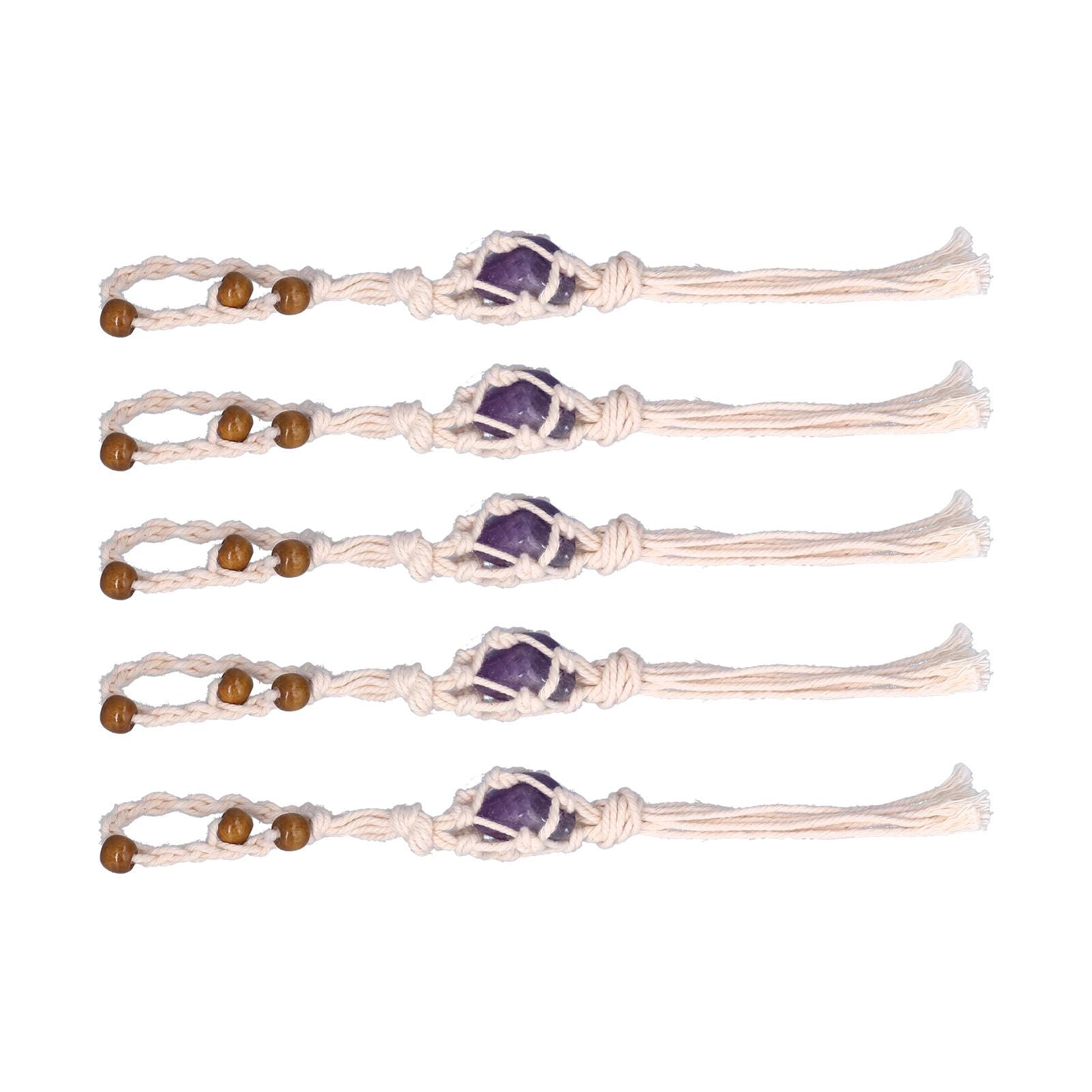 5pcs Necklace Cord Empty Stone Holder Rope Replacement Adjustable Quartz Crystal Pendant Cord for DIY Jewelry MakingPurple