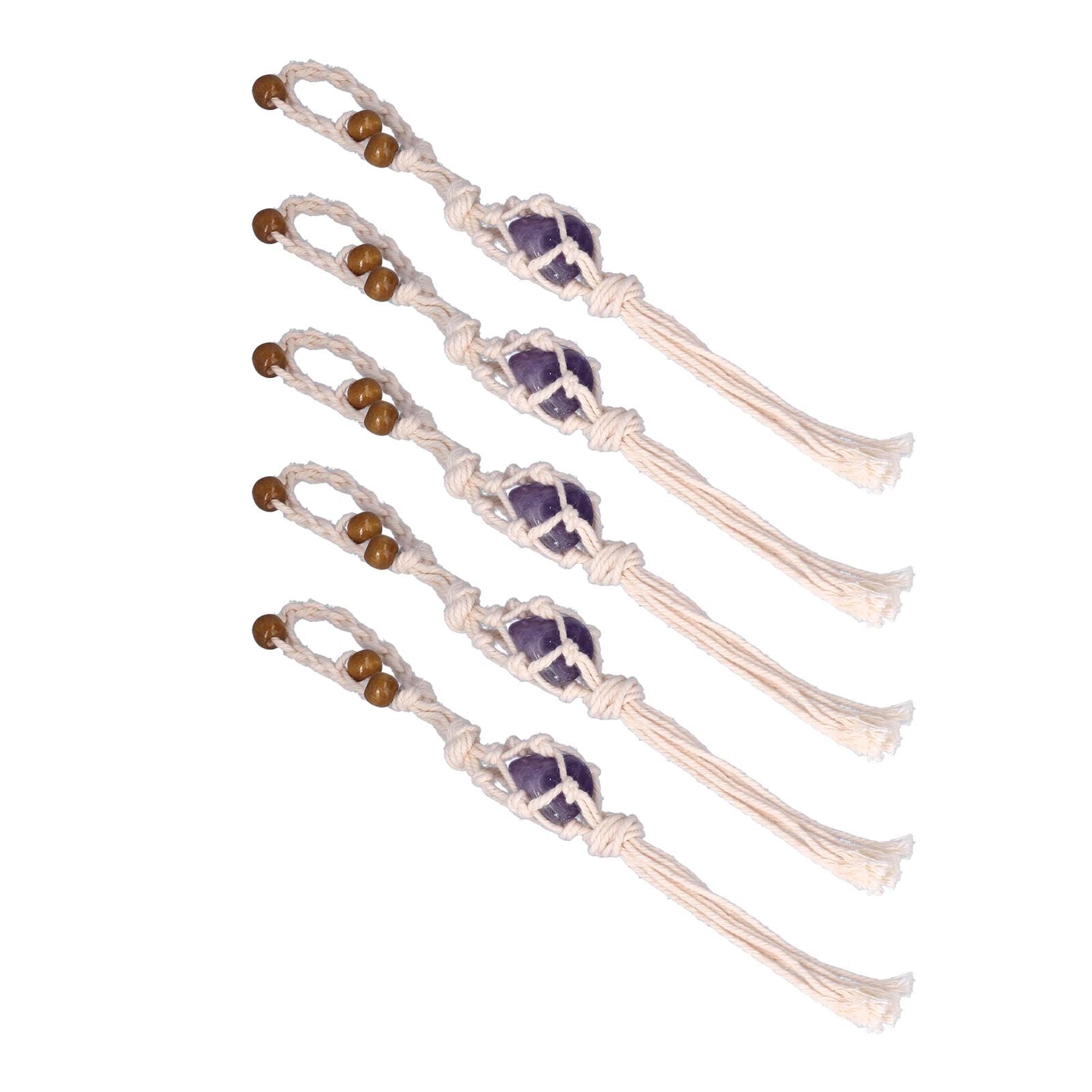 5pcs Necklace Cord Empty Stone Holder Rope Replacement Adjustable Quartz Crystal Pendant Cord for DIY Jewelry MakingPurple