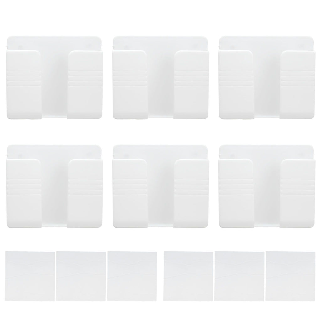 6Pcs Wall Mount Phone Holder Universal Adhesive Mobile Phone Charging Stand for Home Bedroom BathroomWhite