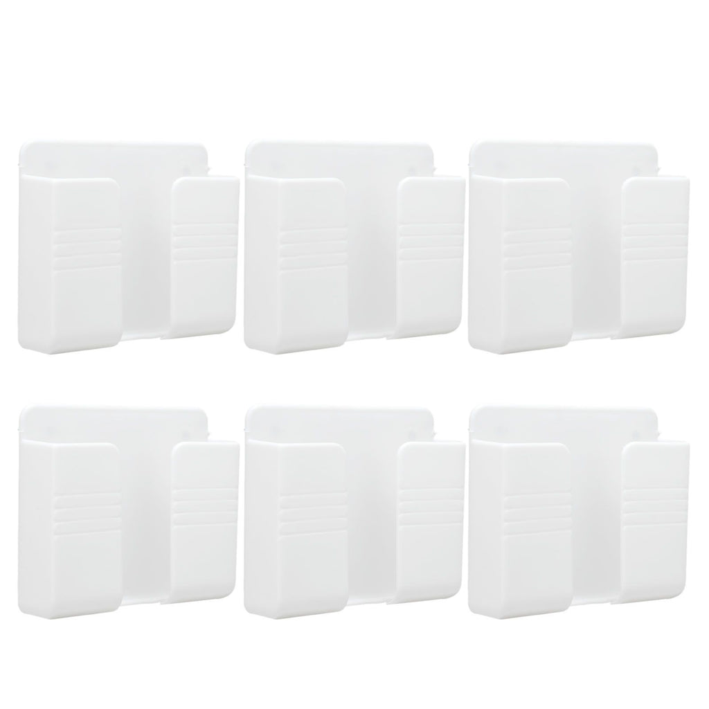 6Pcs Wall Mount Phone Holder Universal Adhesive Mobile Phone Charging Stand for Home Bedroom BathroomWhite