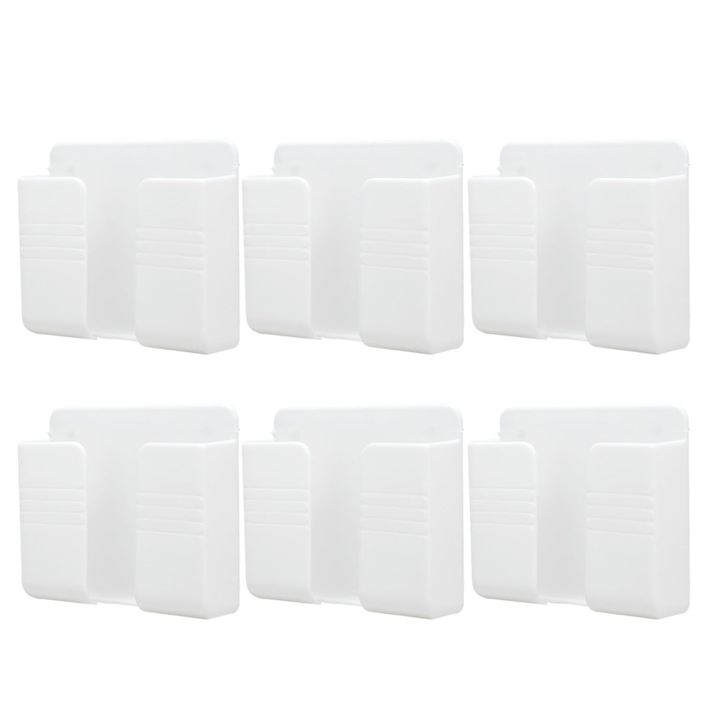 6Pcs Wall Mount Phone Holder Universal Adhesive Mobile Phone Charging Stand for Home Bedroom BathroomWhite