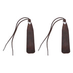 2Pcs Leather Bookmark Retro Book Mark Page Clip Set Kit with Tassel for Kids StudentDark Brown
