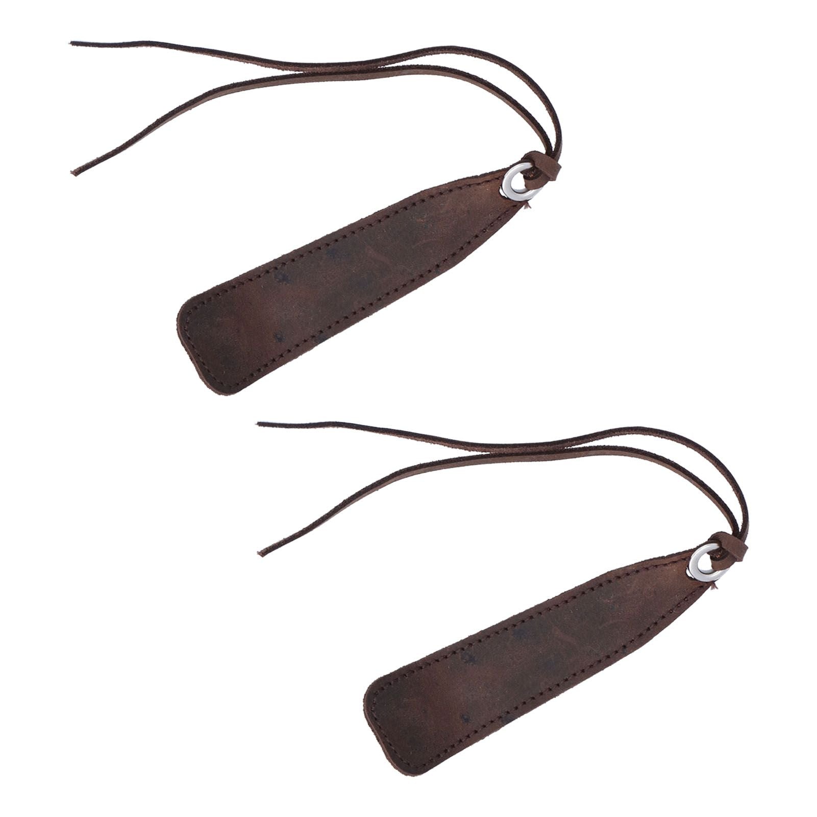 2Pcs Leather Bookmark Retro Book Mark Page Clip Set Kit with Tassel for Kids StudentDark Brown