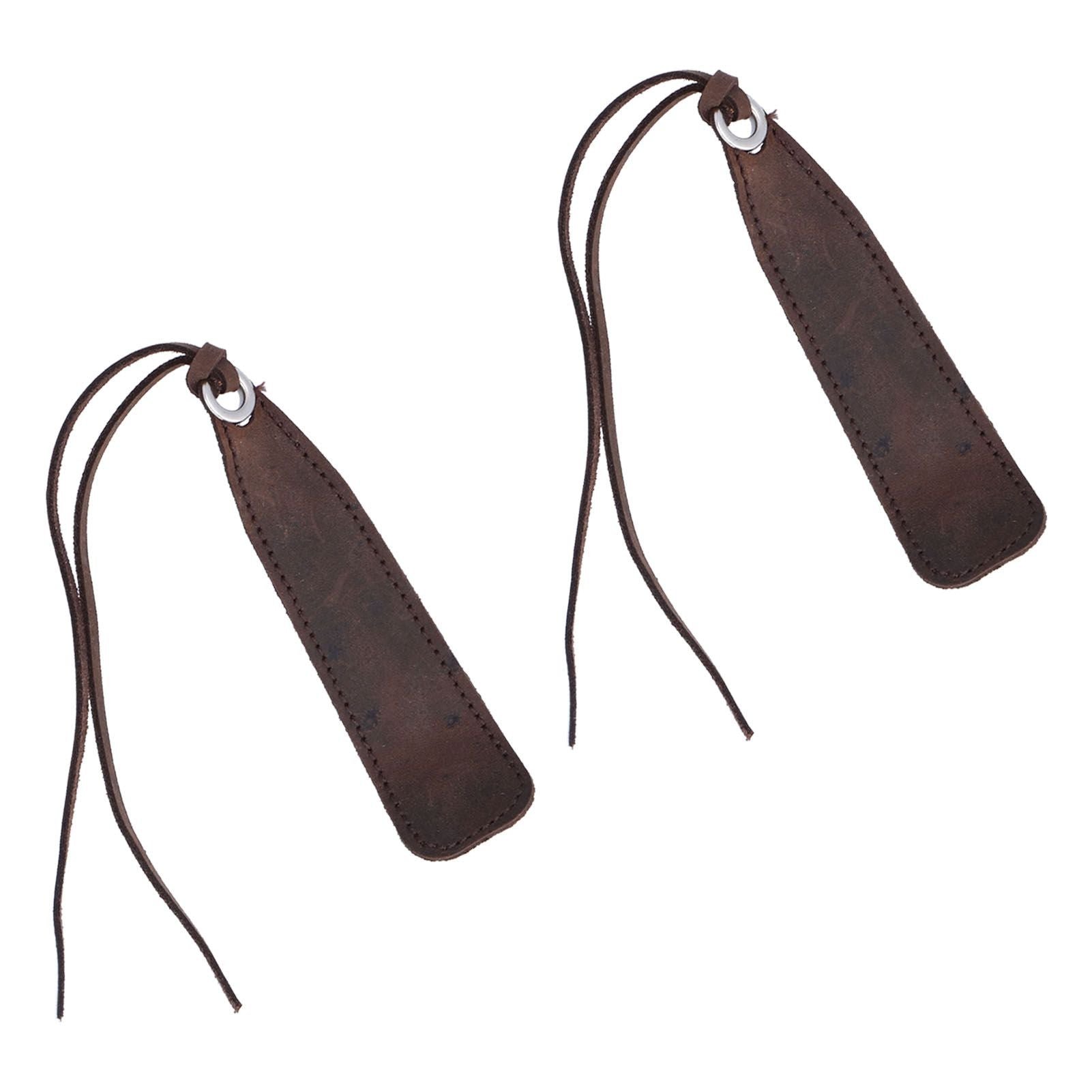2Pcs Leather Bookmark Retro Book Mark Page Clip Set Kit with Tassel for Kids StudentDark Brown