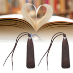 2Pcs Leather Bookmark Retro Book Mark Page Clip Set Kit with Tassel for Kids StudentDark Brown