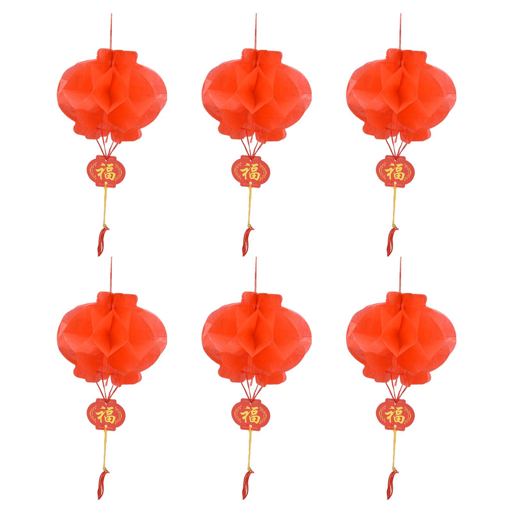 20Pcs Red Paper Chinese Decorative Lantern 15cm Diameter Hanging Ornaments for New Year Festival Wedding