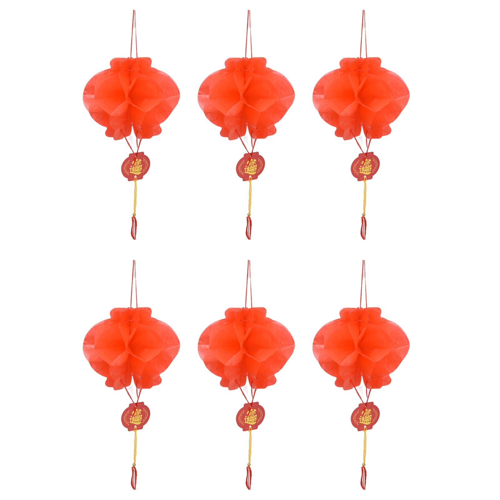 20Pcs Red Paper Chinese Decorative Lantern 15cm Diameter Hanging Ornaments for New Year Festival Wedding