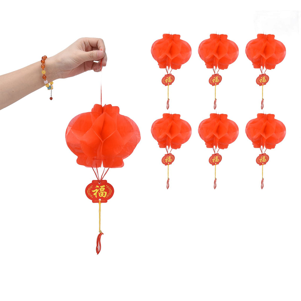 20Pcs Red Paper Chinese Decorative Lantern 15cm Diameter Hanging Ornaments for New Year Festival Wedding