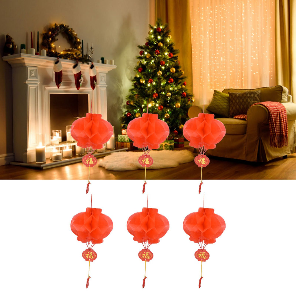 20Pcs Red Paper Chinese Decorative Lantern 15cm Diameter Hanging Ornaments for New Year Festival Wedding