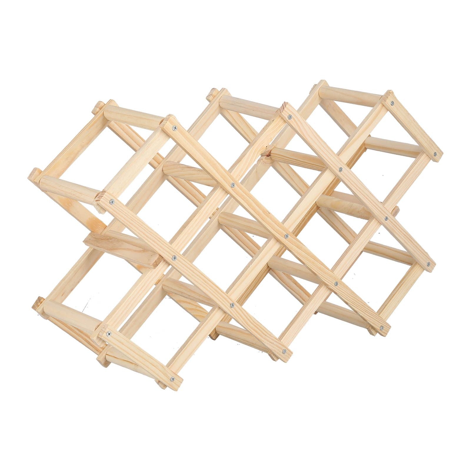 Foldable Wine Cabinet Pine Durable Elegant Simple Wine Rack Cabinet for Home Hotel OfficeWood Color 10 Bottles