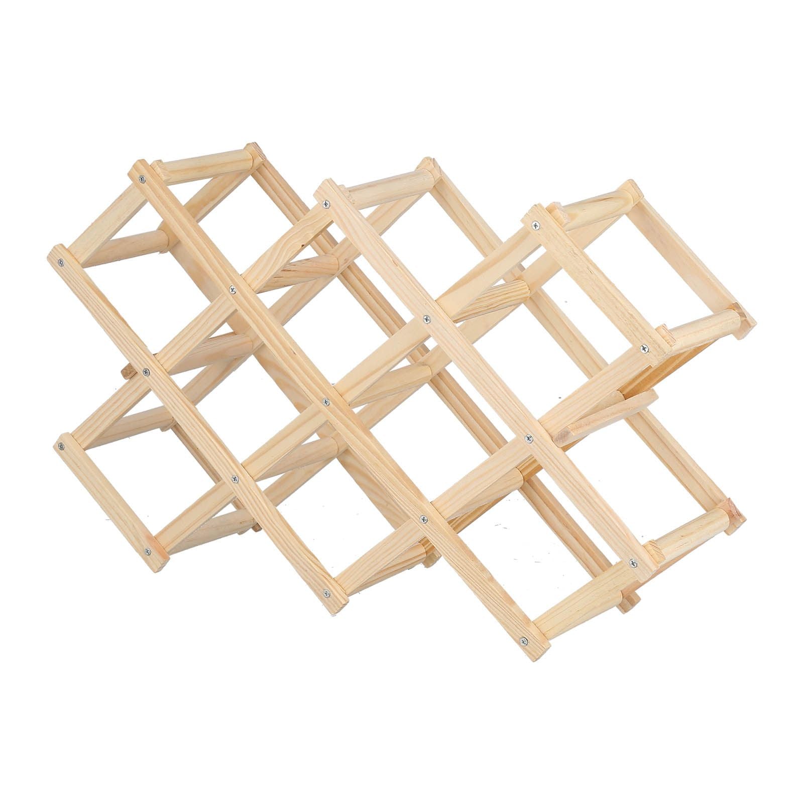 Foldable Wine Cabinet Pine Durable Elegant Simple Wine Rack Cabinet for Home Hotel OfficeWood Color 10 Bottles