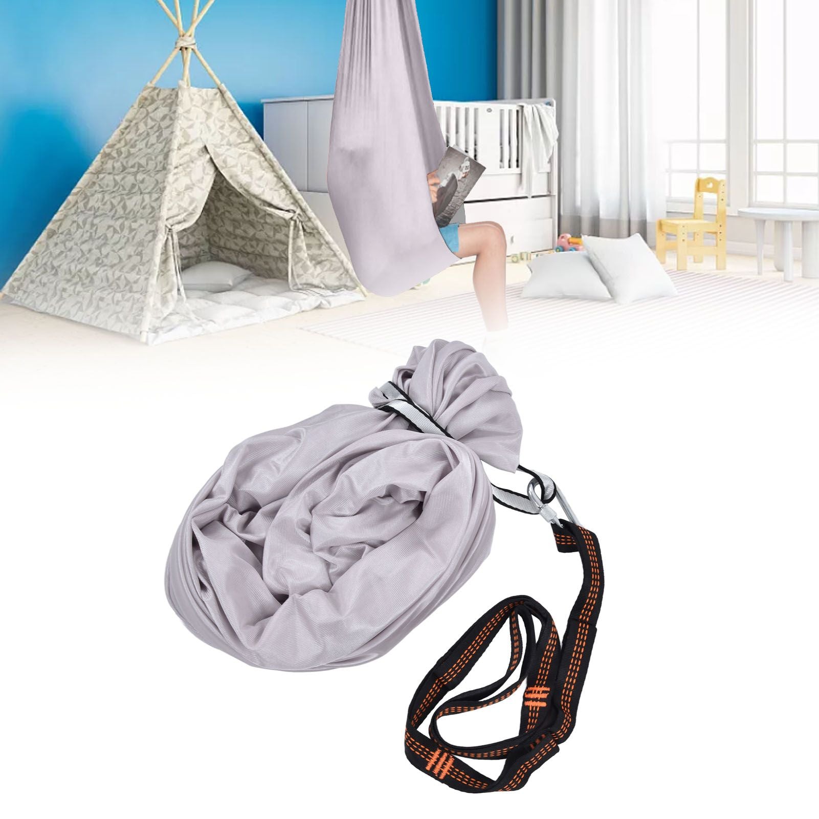 Aerial Yoga Hammock 1 X 2.8m Safe Breathable Relieve Pain Children's Elastic Hammock for Yoga Children UseGrey