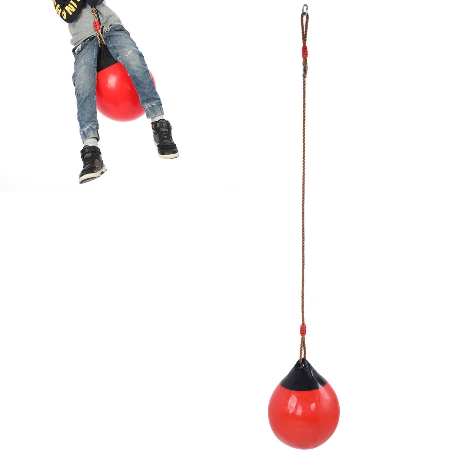Inflatable Ball Swing Seat 29cm/11.4in Red Small with Hanging Rope Chain for Indoor Outdoor Garden
