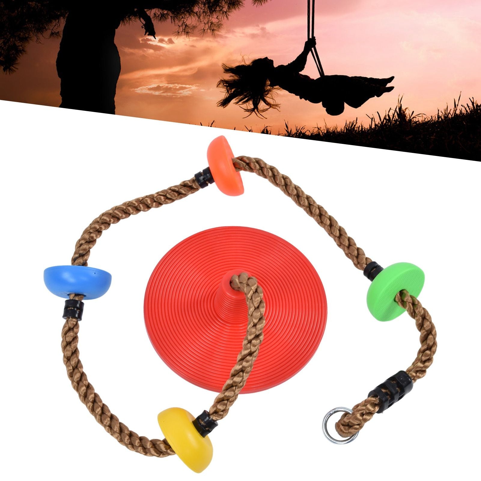 Disc Swing Seat Climbing Rope Colorful High Strength for Kids Children Indoors Outdoors