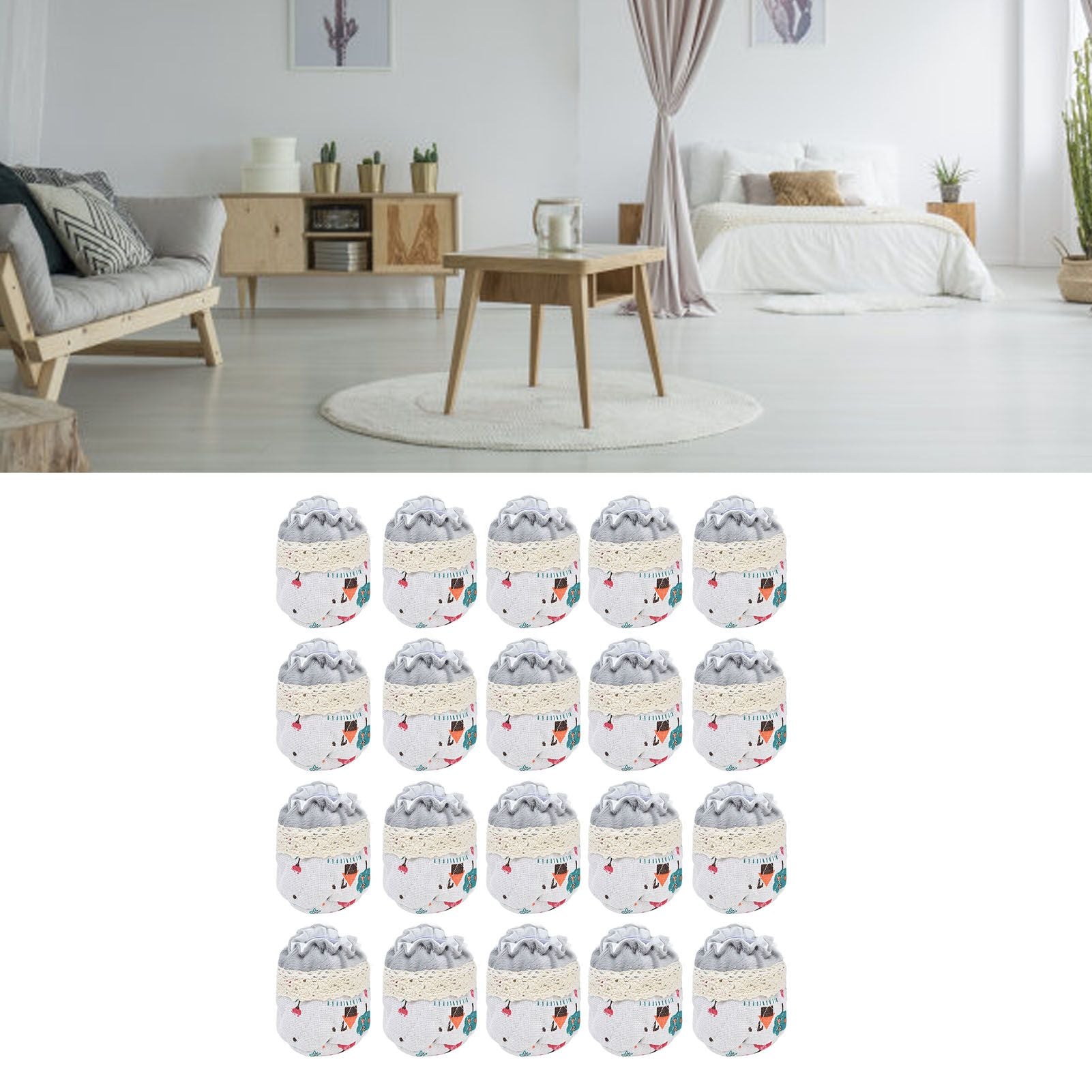 20pcs Chair Cover Flannel Material Double Thickness Elastic Reducing Noise 8cm/3.1in Foot Protectors for Home