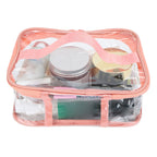 Clear Toiletry Bag Travel Cosmetic Makeup Bag PVC Storage Bag Portable Transparent Pouch for Traveling Vacation Bathroom