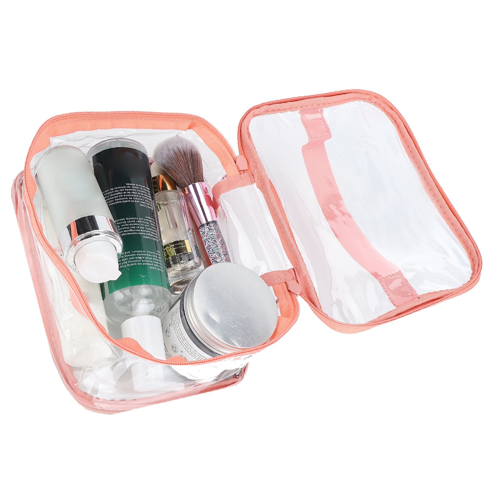 Clear Toiletry Bag Travel Cosmetic Makeup Bag PVC Storage Bag Portable Transparent Pouch for Traveling Vacation Bathroom