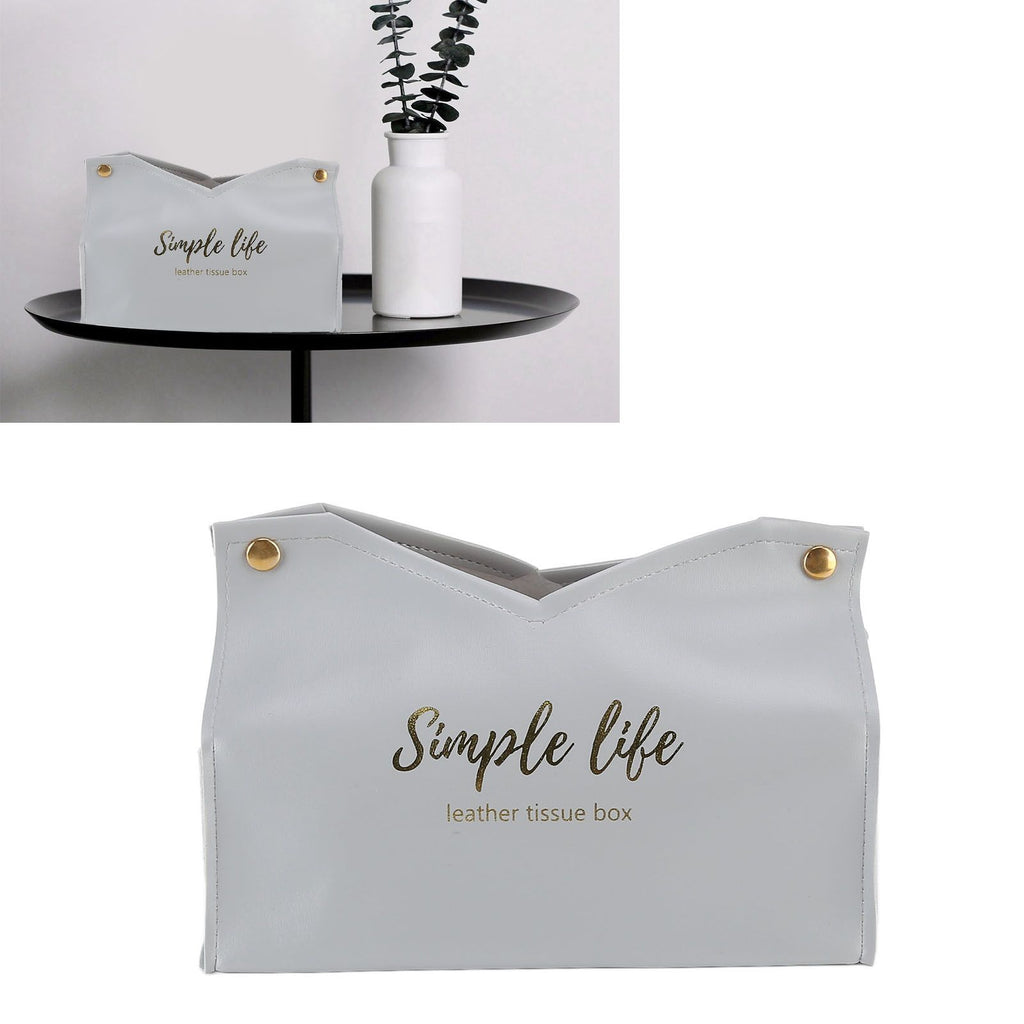 Tissue Bag Artificial Leather Vintage Kitchen Paper Towel Box Container for Office HomeGray