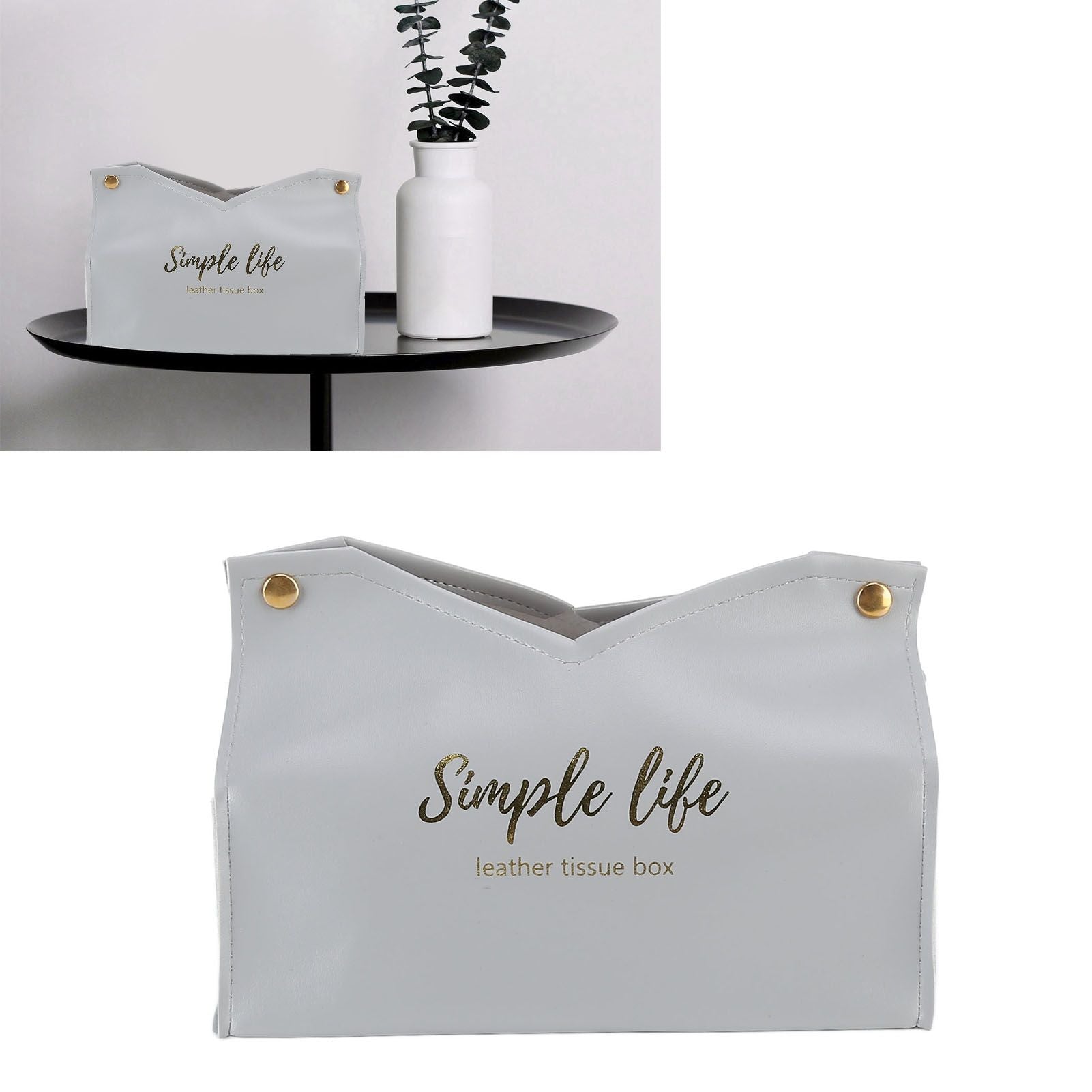Tissue Bag Artificial Leather Vintage Kitchen Paper Towel Box Container for Office HomeGray