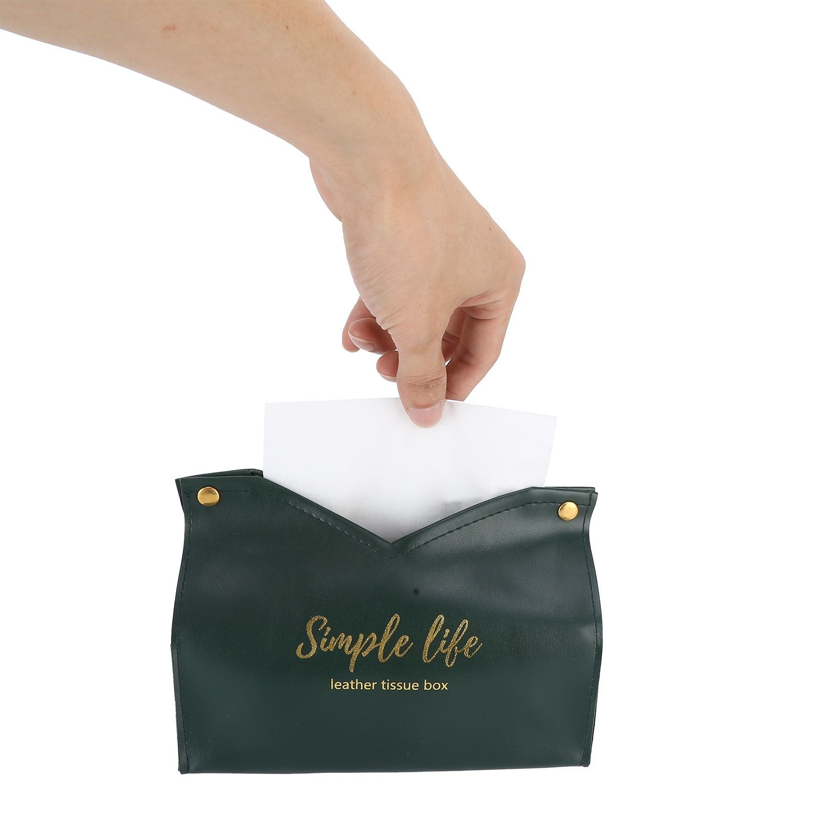 Tissue Bag Artificial Leather Vintage Kitchen Paper Towel Box Container for Office HomeGreen