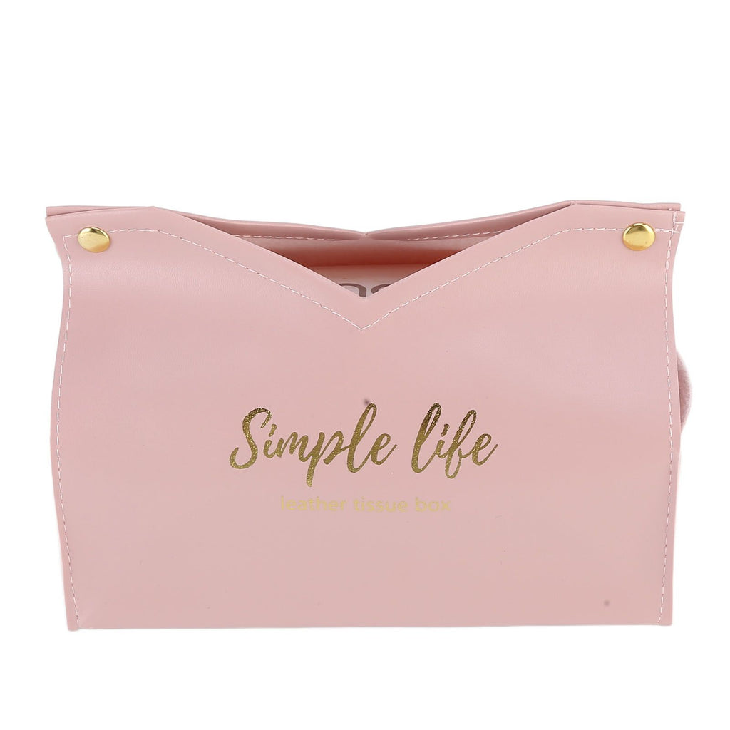 Tissue Bag Artificial Leather Vintage Kitchen Paper Towel Box Container for Office HomePink