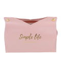 Tissue Bag Artificial Leather Vintage Kitchen Paper Towel Box Container for Office HomePink