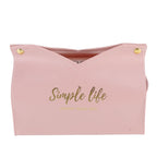 Tissue Bag Artificial Leather Vintage Kitchen Paper Towel Box Container for Office HomePink