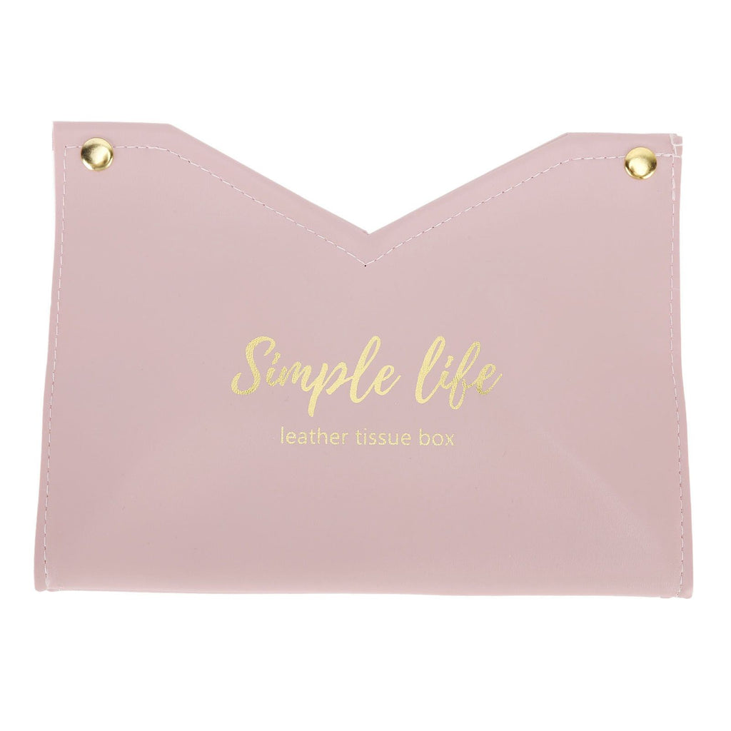 Tissue Bag Artificial Leather Vintage Kitchen Paper Towel Box Container for Office HomePink