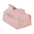 Tissue Bag Artificial Leather Vintage Kitchen Paper Towel Box Container for Office HomePink