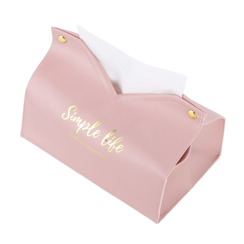 Tissue Bag Artificial Leather Vintage Kitchen Paper Towel Box Container for Office HomePink