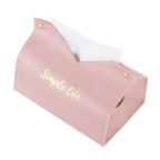Tissue Bag Artificial Leather Vintage Kitchen Paper Towel Box Container for Office HomePink