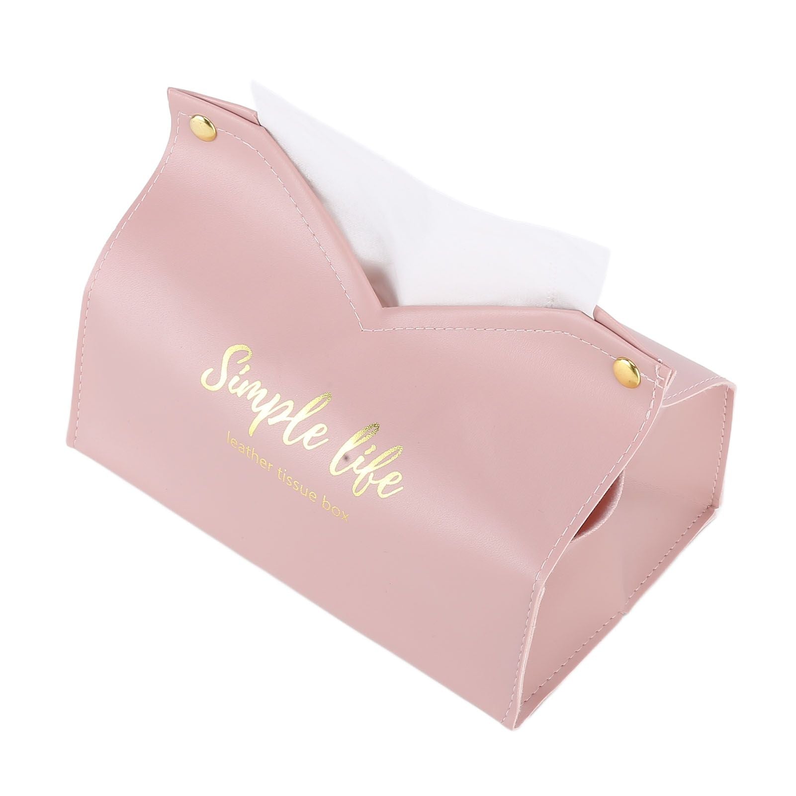 Tissue Bag Artificial Leather Vintage Kitchen Paper Towel Box Container for Office HomePink