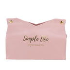 Tissue Bag Artificial Leather Vintage Kitchen Paper Towel Box Container for Office HomePink