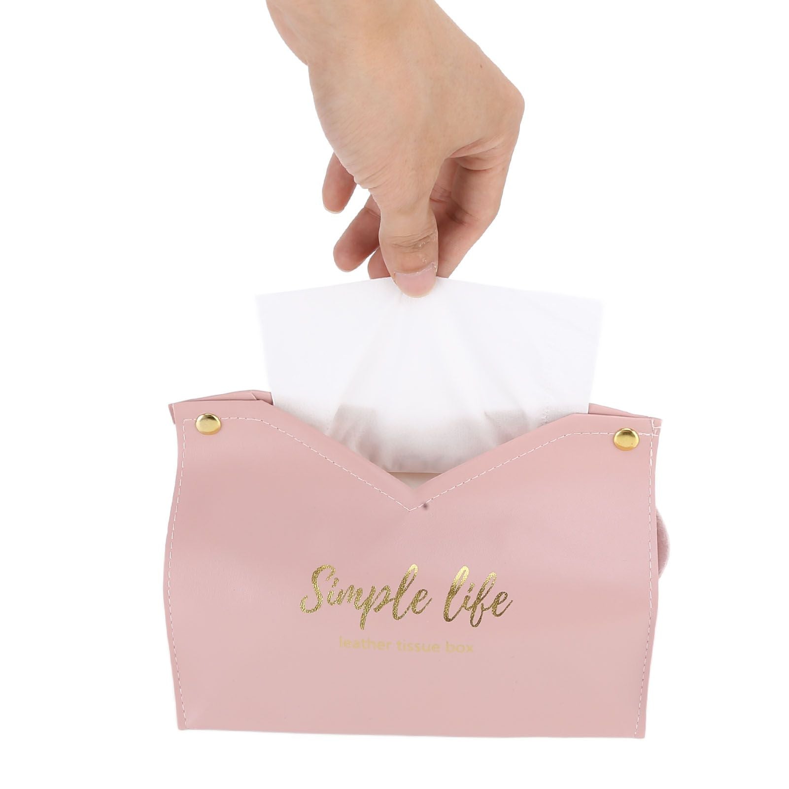 Tissue Bag Artificial Leather Vintage Kitchen Paper Towel Box Container for Office HomePink