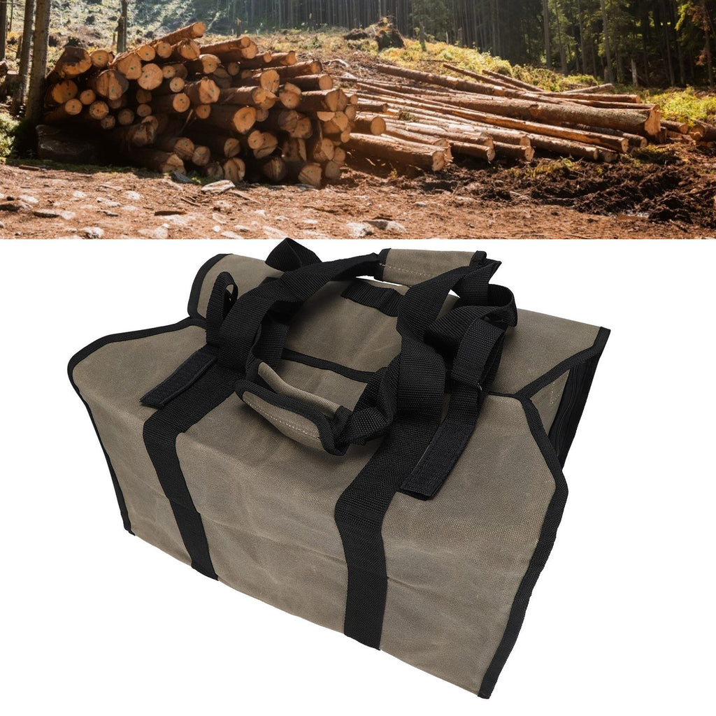 Log Carry Bag Waterproof Dual Use Portable Wet Wax Canvas Firewood Carrier Tote Bag for Logging