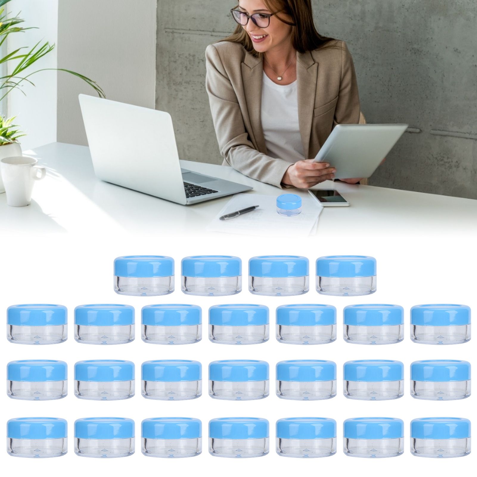 Empty Cream Container 25pcs Plastic Compact Round Small Cosmetic Jar for Travel