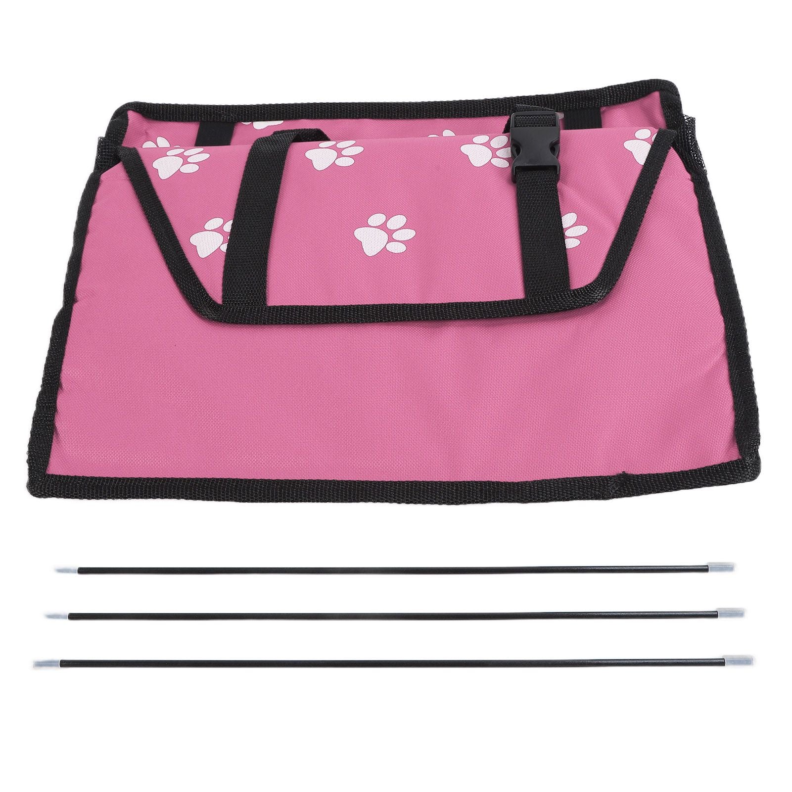 Bear Paw Pattern Pet Carrier Cage Washable Pet Car Travel Safety Seat with Support RodPink