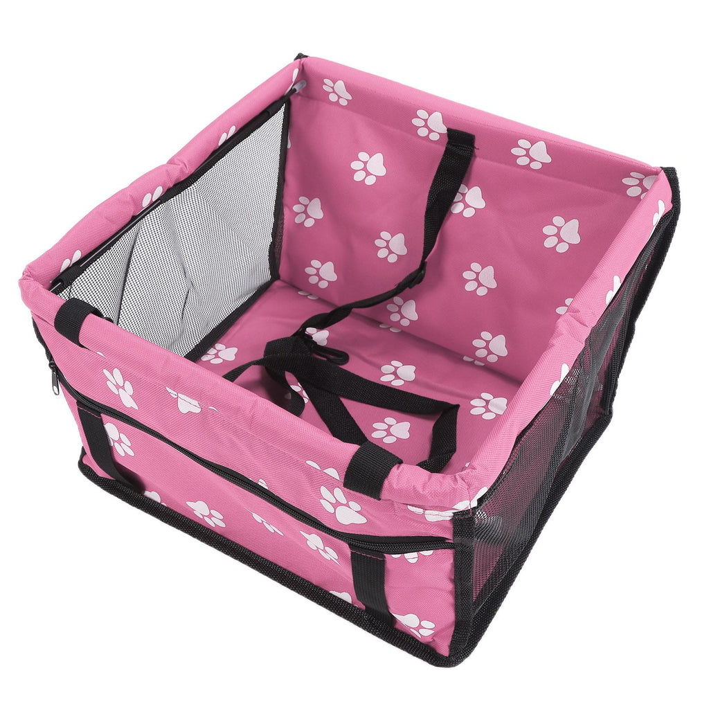 Bear Paw Pattern Pet Carrier Cage Washable Pet Car Travel Safety Seat with Support RodPink