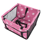 Bear Paw Pattern Pet Carrier Cage Washable Pet Car Travel Safety Seat with Support RodPink