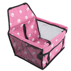 Bear Paw Pattern Pet Carrier Cage Washable Pet Car Travel Safety Seat with Support RodPink
